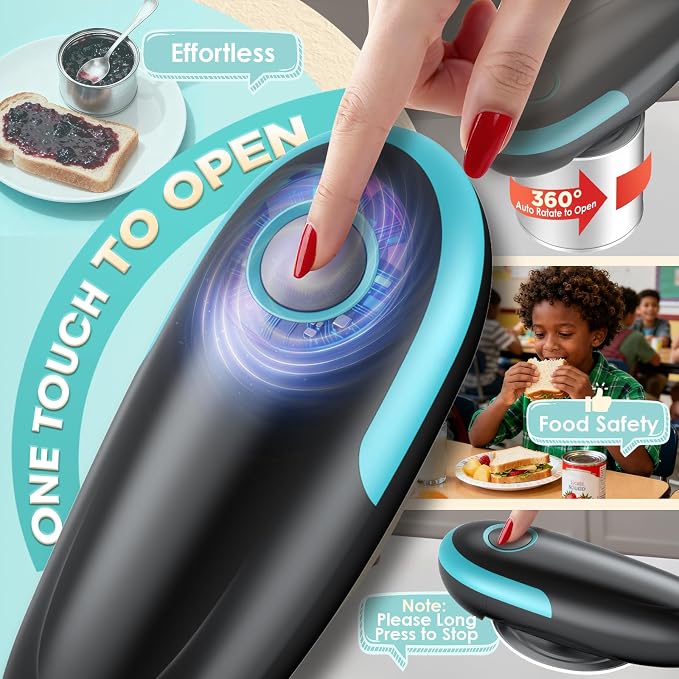 Electric Can Opener, Fits All Can Sizes One Touch Automatic Can Opener, Electric Can Opener for Kitchen Food Safe Smooth Edge, Kitchen Gadgets Battery Operated Can Opener for Seniors, Arthritis, Chef