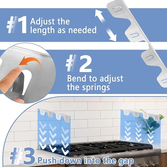 Stove Gap Covers Stainless Steel, 2 Pcs Stove Gap Filler for Counter Side Gap, Retractable Length 13.8" to 27.5"
