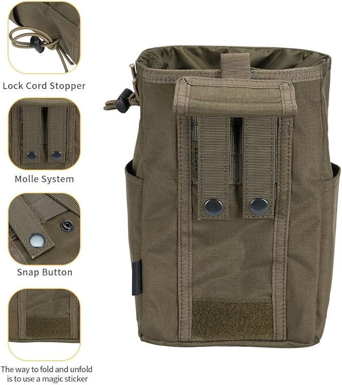 EXCELLENT ELITE SPANKER Molle Dump Pouch Drawstring Magazine Utility Pouch Folding Dump Pouch Waist Bag