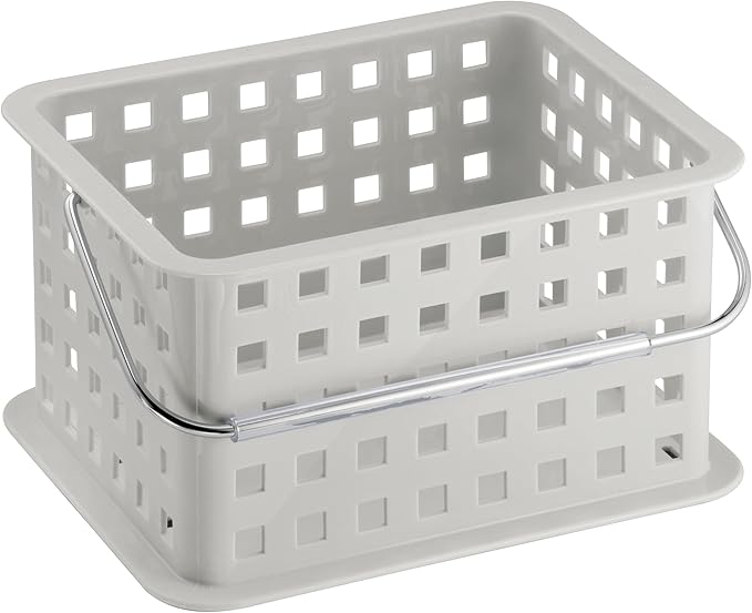 iDesign Shower Caddy Basket with Handle for Bathroom or College Dorm, Light Gray, Made in USA