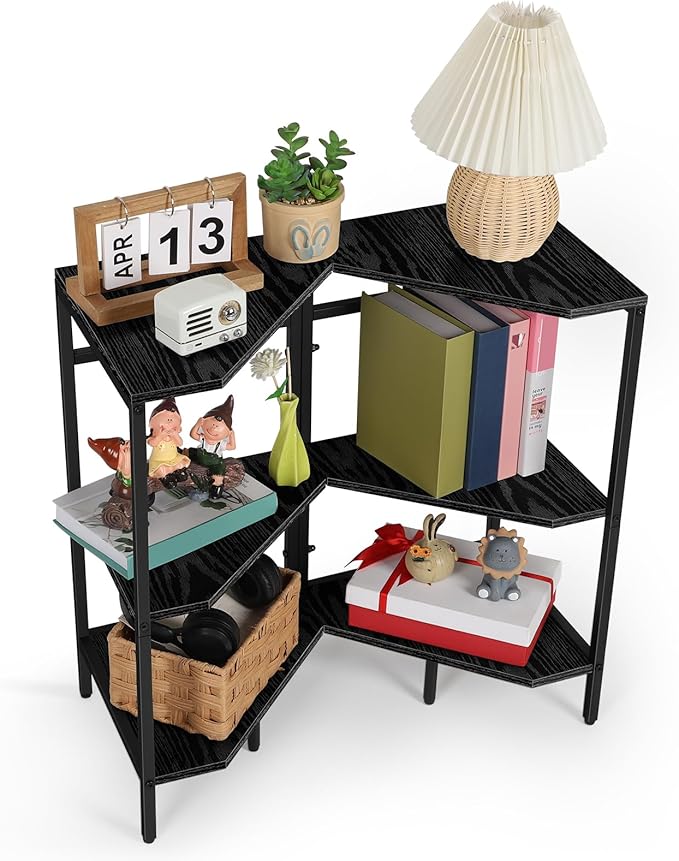 Under Pedestal Sink Shelf 2 Pack Corner Shelf Stand for Bathroom Pedestal Under Sink Storage Rack Under Vanity Storage Organizers Bathroom Storage Corner Shelves Toilet Storage Holder, Black