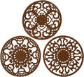 Extra Thick Silicone Trivet Mat for Hot Dishes, Hot Pots and Pans, Pot Holder, Hot Pad to Protect Your Table and Countertop, Kitchen Decor and Accessories,Chocolate Brown,Set of 3