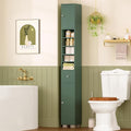 TEENFON Bathroom Cabinet, Narrow Bathroom Storage Cabinet with 5 Adjustable Shelves & Drawer, Freestanding Cupboard for Small Spaces, Green