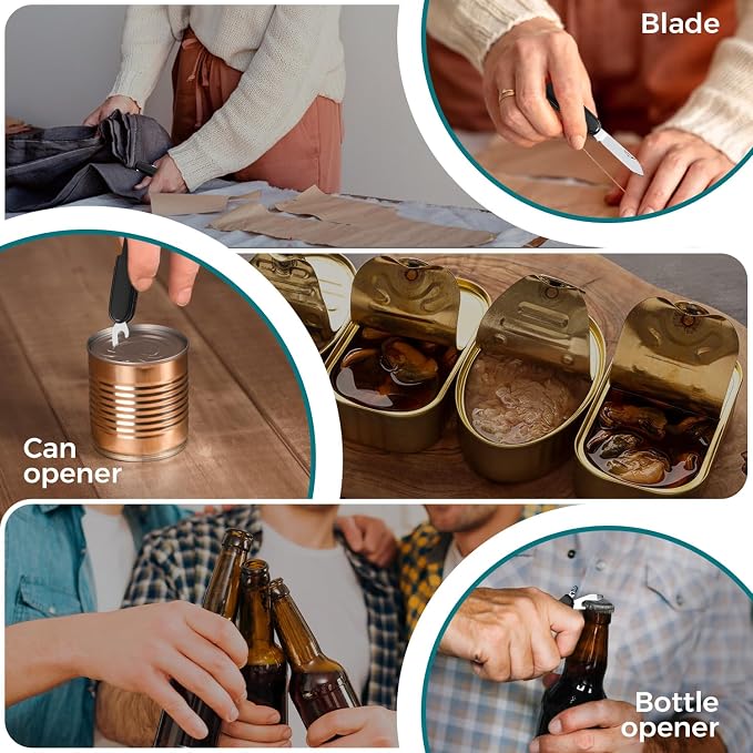 Small Pocket Knife 6 in 1 - Keychain Multitool - Compact Kids Pocket Knife with Bottle Opener, Can Opener, Corkscrew, Phillips Screwdriver - EDC Gift for Men, Women, Camping, Hiking, Travel - 5005