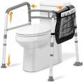 Toilet Safety Rails for Seniors, Adjustable Height & Width Medical Stand Assist, Heavy Duty Handicap Toilet Frame with Suction Cups & Handles, Universal Fit Bathroom Assistive Device