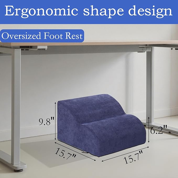 Foot Rest for Under Desk at Work.Multifunctional 3-Tier Foot Stool,with Washable Footrest.for Under Desk,Office Chair Gaming Chair & Sofa,Leg Elevation Pillow,Supports Posture (Dark Blue)