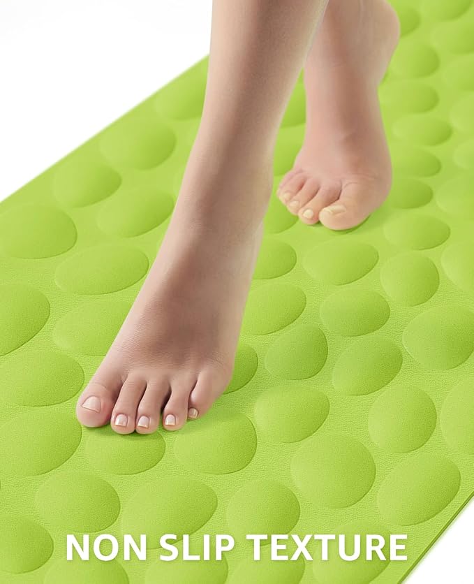 Bligli Bathtub Mat Non Slip, 16x40 inch Extra Long Bath Tub Mat with Strong Suction Cups, Soft Rubber Bathroom Floor Mat, Machine Washable, 100% BPA Free (Green)