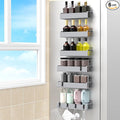 HuggieGems 6 Pack Magnetic Spice Rack Organizer for Refrigerator and Oven, Silver Fridge Organizers and Storage for Kitchen