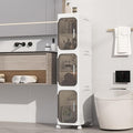 3-Tiers Slim Bathroom Storage Cabinet, Foldable Storage Cabinets,Narrow Bathroom Storage,Movable Bathroom Storage Organizer for Small Spaces,Bathroom,Kitchen,Laundry,White