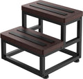 Step Stools for Adults Kids, Heavy Duty Stepping Stool Wooden Bed Step Stools for High Beds, Non-Slip 2 Bedside Foot Stool with 500 Lb Capacity for Bedroom Kitchen Bathroom Outside,Easy Assembly,Teak