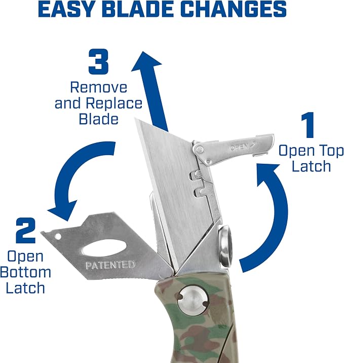 Sheffield Folding Utility Knife, Accepts Standard Utility Knife Blades, Box Cutter, Razor Blades Included, For Home, Office, Trades, and Warehouse