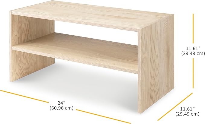 Whitmor Wood Stackable 2-Shelf Shoe Rack, White Oak, 24 inches，2 Pack