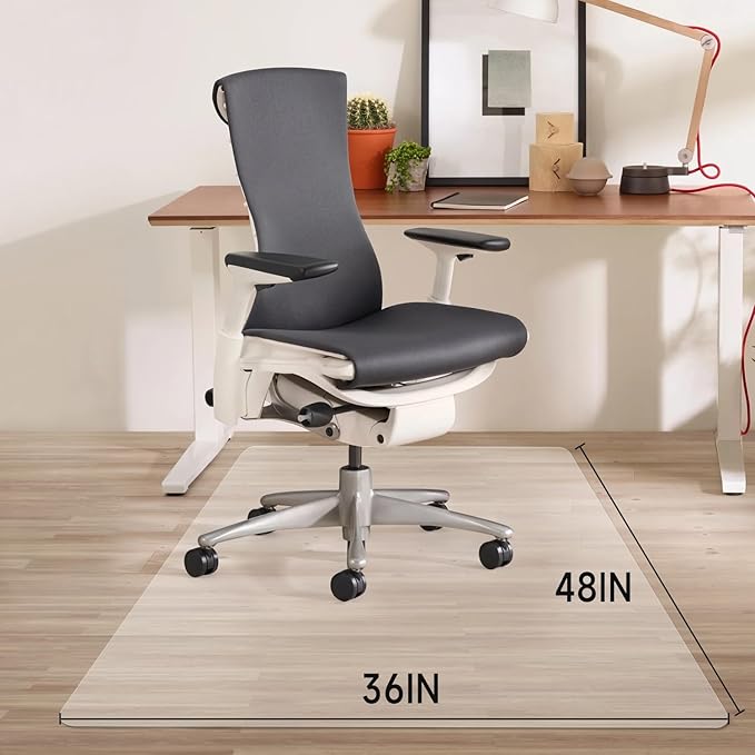 Office Chair Mat for Hardwood Floor, 48"×36" Transparent Home Floor Protector Mat for Rolling Chairs, Anti-Slip Plastic Under Desk Computer Mats Easy Glide on Hard Floors, Rectangle