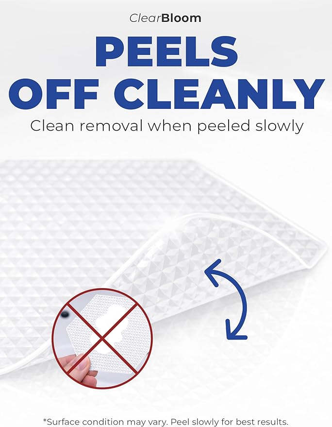 Clear Bloom Anti-Slip Shower Stickers for Tub & Shower Floor — Original White Hex Non-Slip Bathtub Stickers, 24 Pack 3.25”, Micro-Pyramid Grip, Scraper Included, Easy Apply