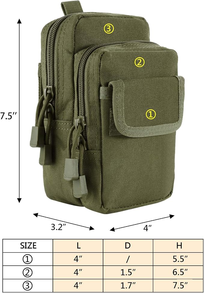 FRTKK 2 Pack Molle Pouches - Tactical Compact Water-Resistant EDC Pouch Bag Small Utility Pouch