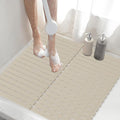 Shower Mat Non-Slip Bath Mat for Tub and Shower Stall,236 Suction Cups with Drain Holes, Quick Dry Machine Washable, Extra Grip for Stand Up Showers, Bathroom Essentials 24x24 Inch (Light Brown)