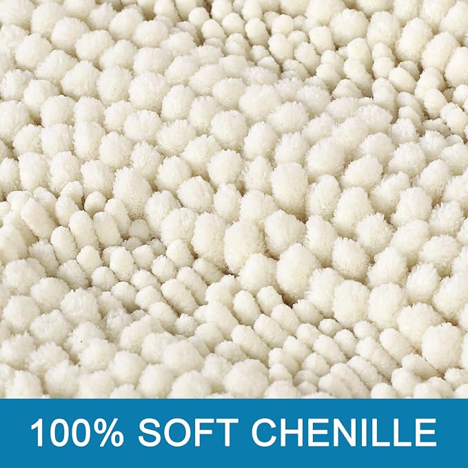 H.VERSAILTEX Bath Mats for Bathroom Non Slip Luxury Chenille Striped Bath Rug Absorbent Non Skid Fluffy Soft Shaggy Rugs Washable Dry Fast Plush Carpet Mats for Bath Room, Tub