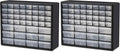 Akro-Mils 44-Drawer Plastic Drawer Storage Cabinet for Garage Organization, Bead Organizer, Building Bricks Storage, Teacher Toolbox, Makeup Organizer, 20" W x 6" D x 16" H, 10144 Black (Pack of 2)