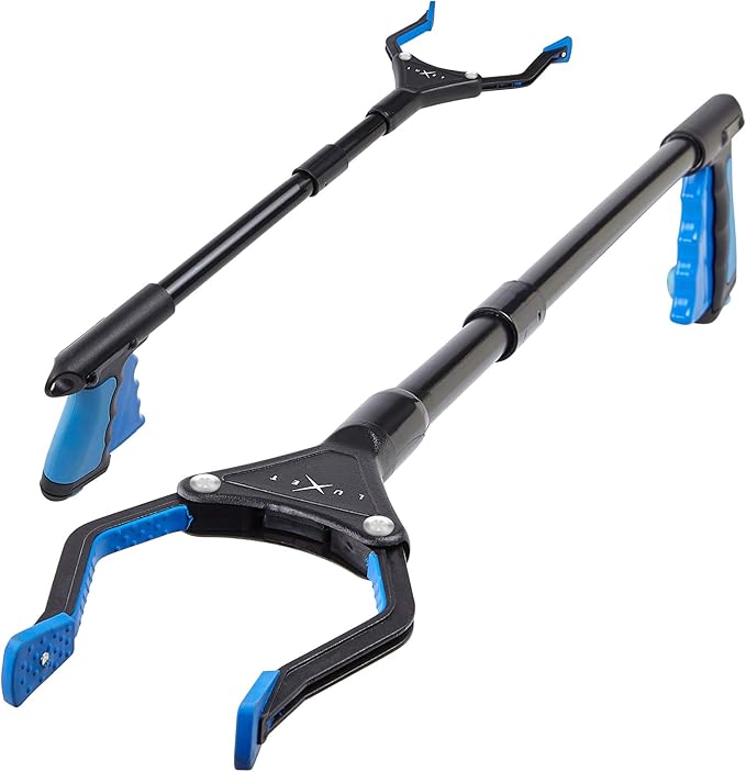 Grabber Reacher Tool - Latest Version Luxet 19 Inch Long Steel Foldable Pick Up Stick - Strong Grip Magnetic Tip - Heavy Duty Trash Picker Claw Reacher Grabber Tool for Elderly Wheelchair Mobility Aid