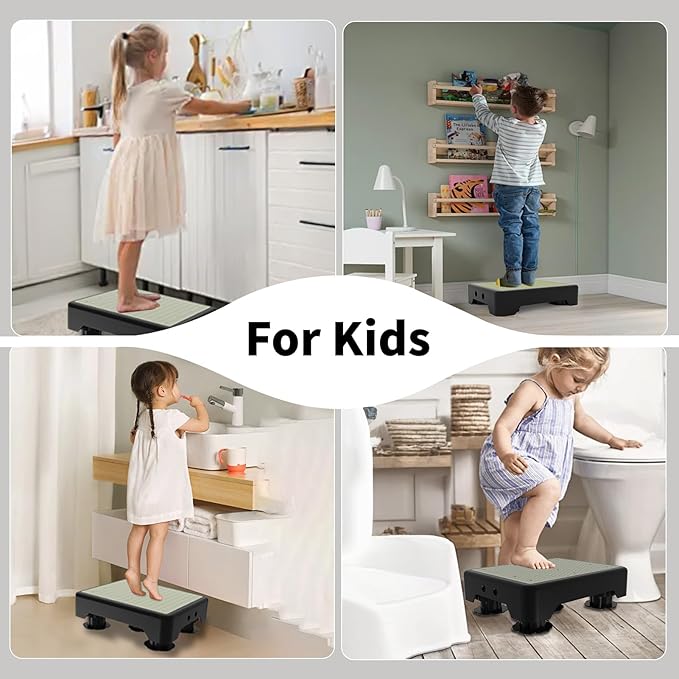 Adjustable Step Stool for Adults, Noctilucent Bed Step Stools, 660 LBS Capacity Non-Slip Safety Step Platform Indoor and Outdoor for Seniors and Kids, Wide Step Stools Elderly Assistance at Night