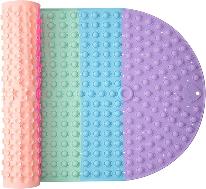 Silicone Push Pop Bath Mat – 33"x17.3" Extra Large Rainbow Bathtub Mat with 391 Suction Cups, CPC Certified Non-Slip Sensory Toy, Calming Stress Relief for Bath Time