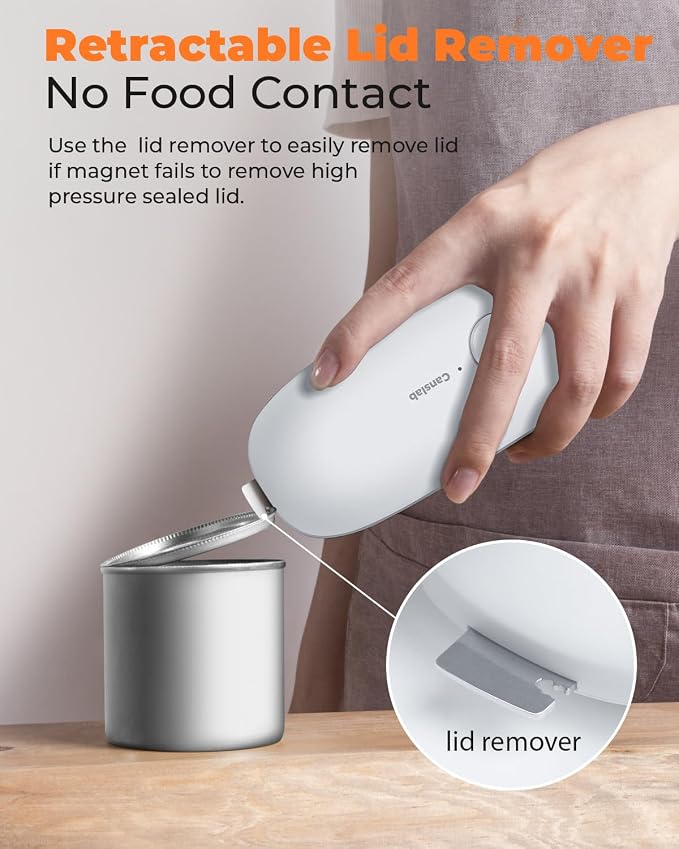 Canslab Ultrablade - USB Rechargeable Electric Can Openers for Senior with Arthritis- Automatic Kitchen Can Opener for Any Size Can, Smooth Edge, Small Handsfree One Touch Opener, Wall Mounted,White
