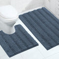 Turquoize Bathroom Rugs Set Non-Slip Bath Mats for Bathroom Super Absorbent Shaggy Rugs for Tub Shower Toilet Soft Plush Bath Rug Plus U Contour Rug (Oversized: 24" x 36" and 20" x 24" U), Blue Indigo