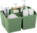rejomiik Portable Shower Caddy Basket Plastic Cleaning Caddy Organizer Storage Tote with Handle for Bathroom, College, Dorm Room Essentials, Green