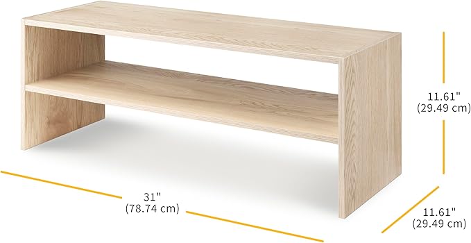 Whitmor Wood Stackable 2-Shelf Shoe Rack, White Oak, 31 inches