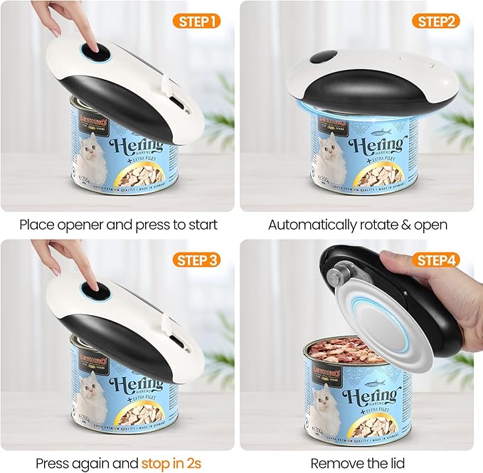 Rechargeable Electric Can Opener, Hands Free for seniors，Food Safe Automatic Can Opener with Smooth Edge,Easy to Use,Works with All Standard Cans (Black)