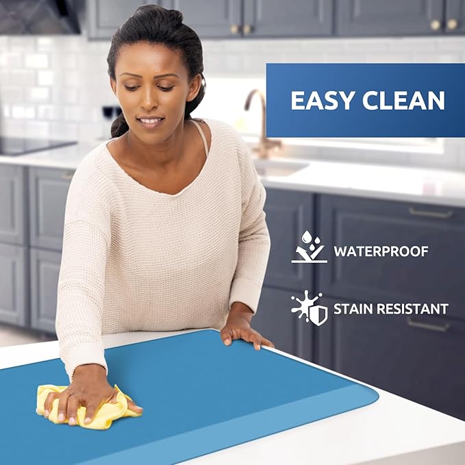 KitchenClouds Kitchen Mat Cushioned Anti Fatigue Kitchen Rug 0.8inch Waterproof Non Slip Kitchen Rugs and Mats Standing Desk Mat Comfort Floor Mats for Kitchen Sink Office (17.3"x60",Green)