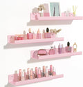 upsimples Acrylic Shelves for Wall Decor, 15" Display Shelf Perfume Organizer for Bathroom, Bedroom, Living Room, Floating Bookshelves for Kids, Pink, 4 Pack