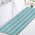 Turquoize Bath Rug - Large Size Plush Shaggy Chenille Bathroom Rug 47 x 17 Non-Slip Extra Soft & Absorbent Thick Shaggy Floor Mats, Washable, Aqua Haze