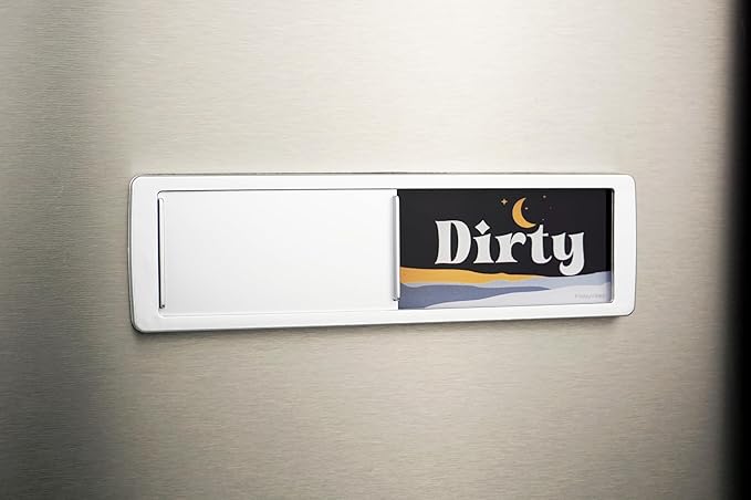 Dishwasher Magnet Clean Dirty Sign - Magnetic Signs That Say Clean/Dirty - Optional Sticker Adhesive for Non-Metal Stainless Steel Dish Washers - Boho Style
