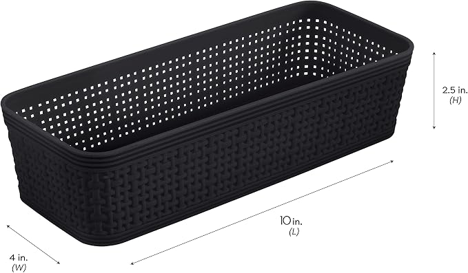 Simplify 10 Piece Organizing Set | Multiple Size Bins | Multipurpose | Office | Desk | Dorm | Bathroom | Storage Basket | Small Items | Accessories | Black