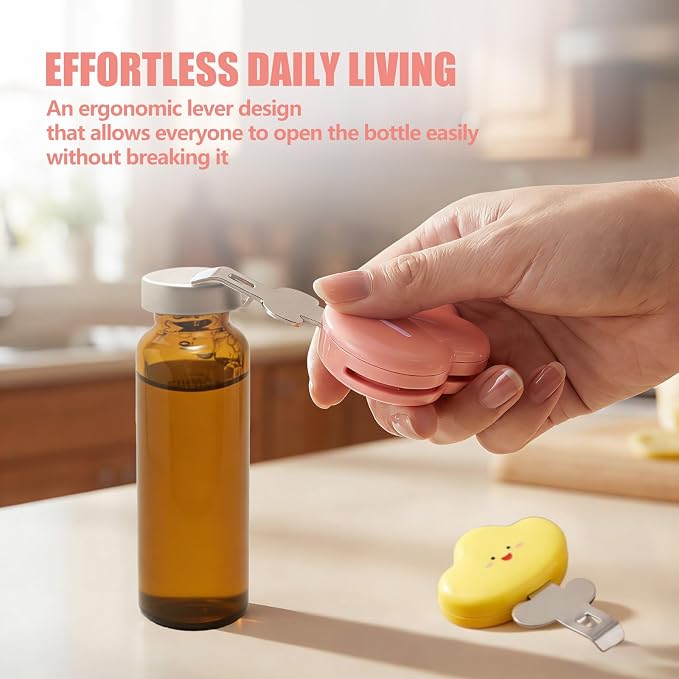 3 in 1 Oral Liquid Bottle Opener with Refrigerator Magnet and Sealing Clip,Portable and Cute Lid Remover for Home and Travel (Red)
