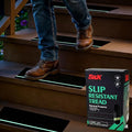 S&X Outdoor Stair Treads Non-Slip Tape 6” x 24”, 10-Pack Pre-Cut Anti Slip Tape with Glow-in-The-Dark Strip - Premium Grip Tape for Stairs, Steps, Ramps, Decks, Boats, and Trailers
