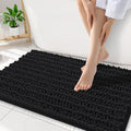 Smiry Bathroom Rugs Mat 34x21, Extra Soft Absorbent Chenille Bath Rugs, Non Slip Rubber Backing Machine Washable Quick Dry Bath Mats for Bathroom Floor, Tub, Shower, Home Decor Accessories, Black
