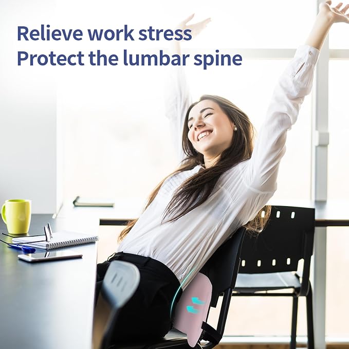 Lumbar Support Pillow for Office Chair, Cooling Car Lumbar Pillow Lower Back Pain Relief,Memory Foam Back Cushion with Adjustable Straps,Ergonomic Chair Back Pillow for Gaming Chair,Car(Pink Cooling)