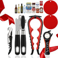 Openers Bundle - 6-Piece Openers Set for Weak Hands - Heavy Duty Stainless Steel Manual Can Opener, 5-in-1 Bottle Opener, Corkscrew & Silicone Grippers - Kitchen Gadgets for Seniors & Arthritis