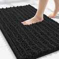 Smiry Bathroom Rugs Mat 30x20, Extra Soft Absorbent Chenille Bath Rugs, Non Slip Rubber Backing Machine Washable Quick Dry Bath Mats for Bathroom Floor, Tub, Shower, Home Decor Accessories, Black