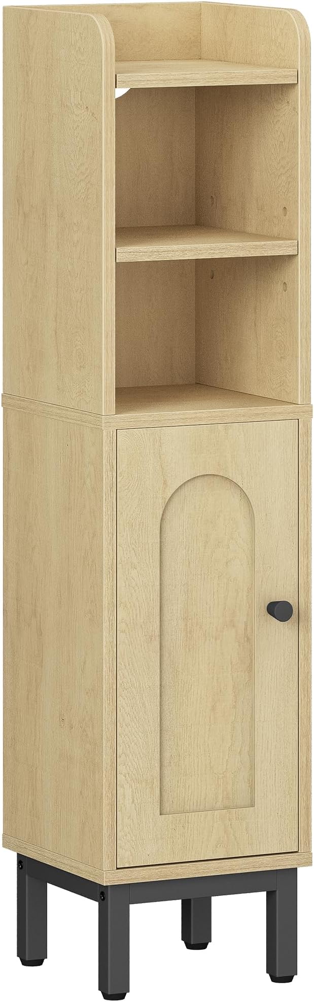 Hzuaneri Bathroom Storage Cabinet, Small Corner Floor Cabinet with Door and Shelves, Narrow Toilet Paper Holder, Bathroom Organizer with Adjustable Shelf, for Small Spaces, Yellow BC08202B