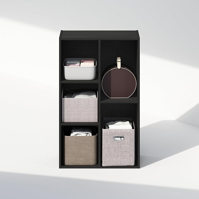 Furinno Reed Closet Organizers and Storage, 5-Cube Reversible Closet Shelves, Closet Organization Shelf, 9.4 x 19.5 x 31.5, for Bedroom, Closet, Blackwood