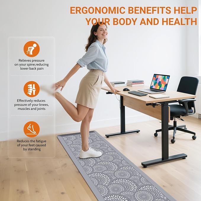 Mattitude 4/5 Inch Kitchen Mat, 20x48in Heavy Duty Ergonomic Comfort Foam Standing Desk Mat, Waterproof Non-Slip Standing Mats and Rugs for Kitchen, Office, Black