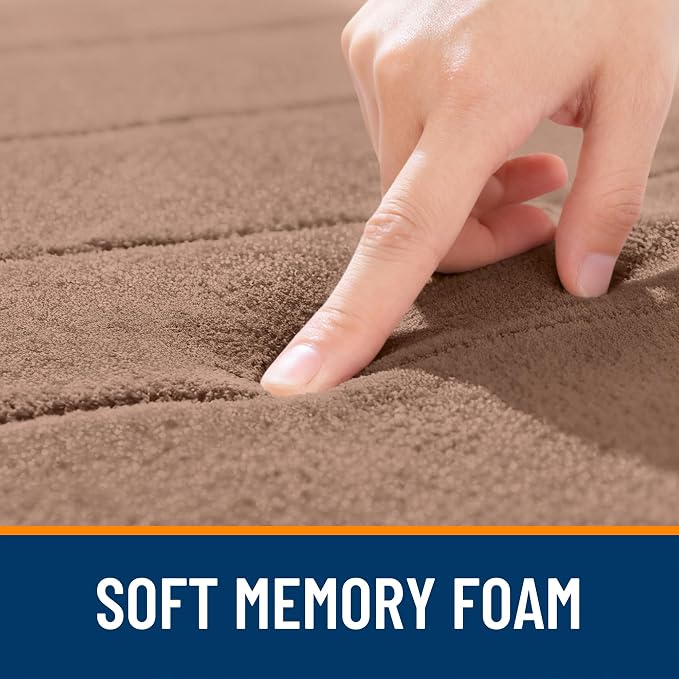 OLANLY Memory Foam Long Bathroom Rugs Runner 59x20, Super Soft Absorbent Bath Mat, Quick Dry, Machine Washable Shower Floor Rugs, Bathmat Carpet, Bathroom Home Decor Accessories, Mocha