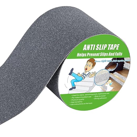 Yorwe Anti Slip Tape, High Traction,Strong Grip Abrasive, Not Easy Leaving Adhesive Residue, Indoor & Outdoor (4" Width x 190" Long, Gray)