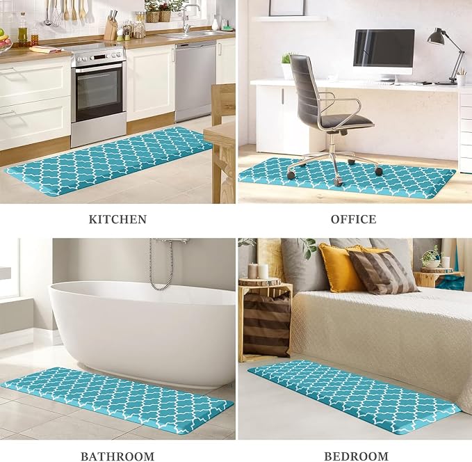 WISELIFE Anti Fatigue Floor Mat - 4/5 Inch Kitchen Mat Non Slip Waterproof Heavy Duty Ergonomic Comfort Mat Durable for Home, Office, Sink, Laundry,(17.3" x 60", Green)