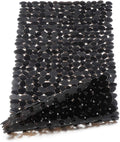 WELTRXE Non Slip Bathtub Mat 35 x 16 Inches Pebbles Shower Mats with Suction Cups, Drain Holes for Bathroom Showers, Tub, Machine Washable Bathroom Mats BPA, Latex Free Safe Tub Mats - Black