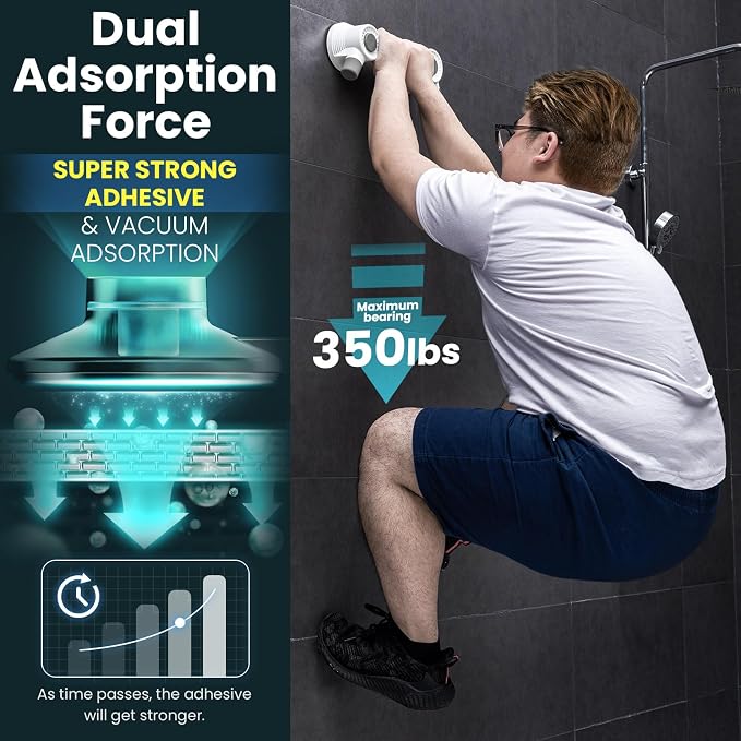 TAILI Grab Bars for Shower,Maximum 350lbs, Super Strong Adhesive Shower Grab Bars for Seniors, Shower Handles for Elderly Suction,Safety Grip Rails for Microcrack Tile,Drill-Free Waterproof
