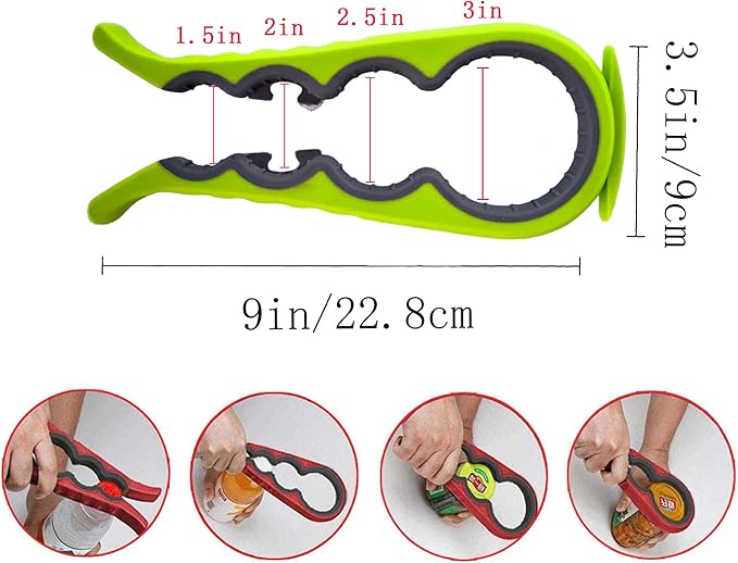 5-in-1 Jar Opener whit Beer bottle opener for Weak Hands,Non-slip Easy Grip Can Opener,Used to remove stubborn LIDS (Green)